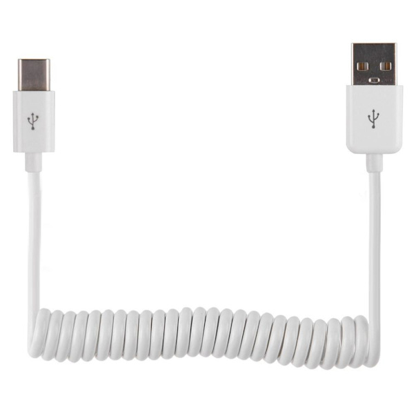 USB till Type-C Fjäder Laddningskabel Vit Vit