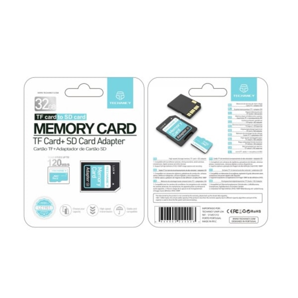 Praktisk 32 Gb Micro SD-hukommelseskort med adapter
