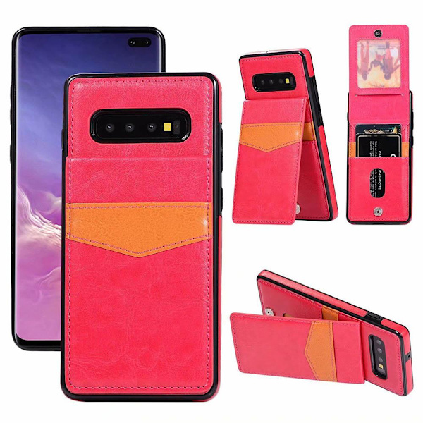 Samsung Galaxy S10 Plus - Praktiskt Stilsäkert Skal med Kortfack Svart