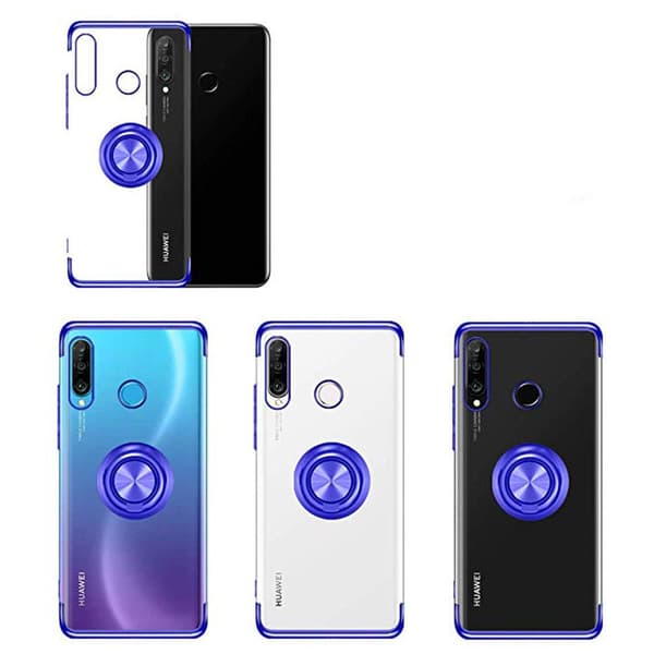Huawei P30 Lite - Exklusivt Skyddande Skal (Ringhållare) Blå