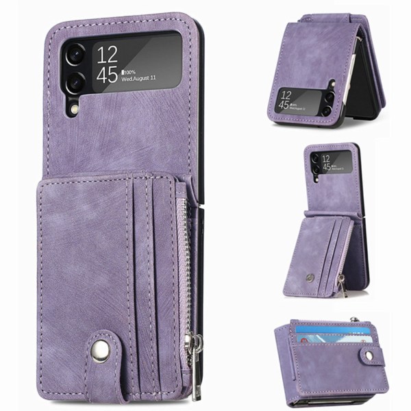 Samsung Galaxy Z Flip 4 - Stilrent Skal med Korthållare Purple