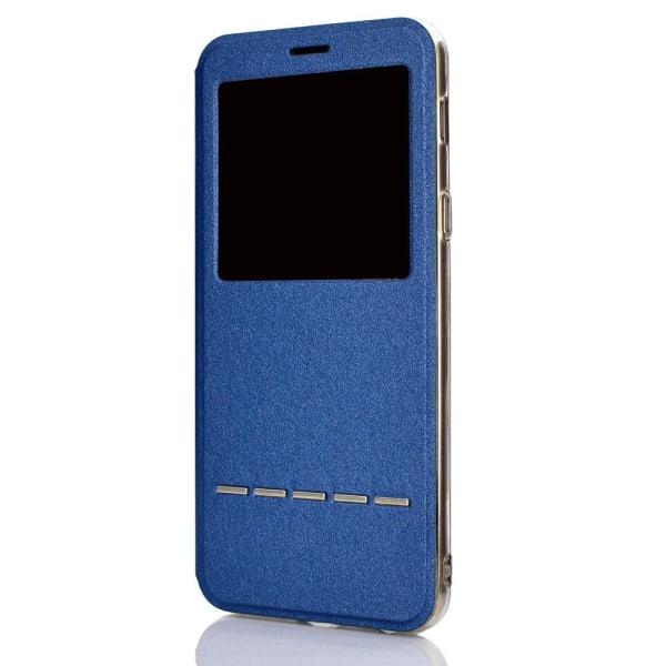 iPhone 11 Pro Max - Praktisk Veske Svarfunksjon Vindu Blå