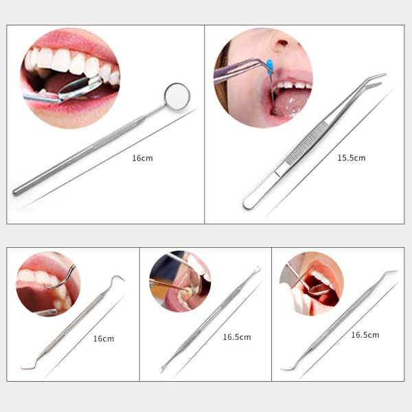 Tannverktøy Sett Munnhygiene Tannrensing 6-SET