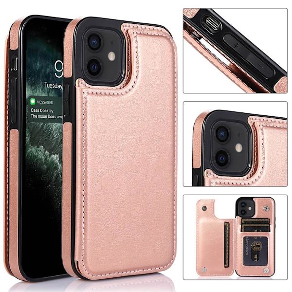 iPhone 12 Mini - Stilrent Skal med Korthållare Svart