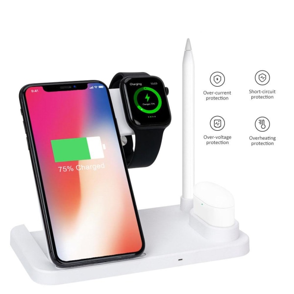 4in1 Trådlösladdnings Station Mobil,Apple Watch, Apple Pen, Airpods Svart