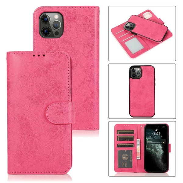 iPhone 12 Pro Max - Dubbelfunktions Pl�nboksfodral Rosa