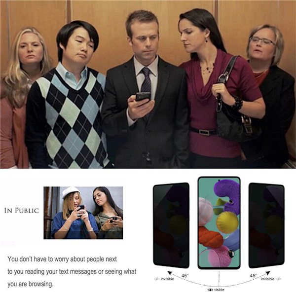 3-PACK Anti Spy härdat glas skärmskydd för Samsung Galaxy A35 5G Transparent