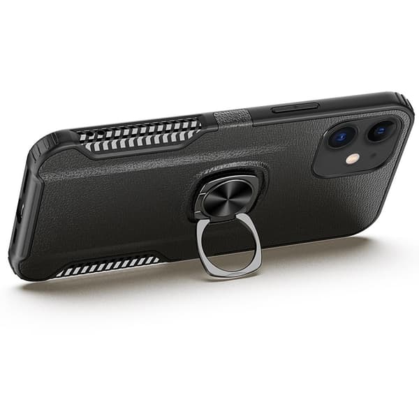 iPhone 12 - Skyddande Skal med Ringhållare Black