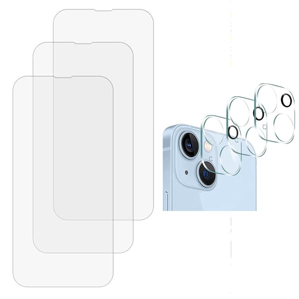 2-PACK iPhone 14 Plus - Näytönsuoja + Kameran linssisuoja HD 0,3mm Transparent