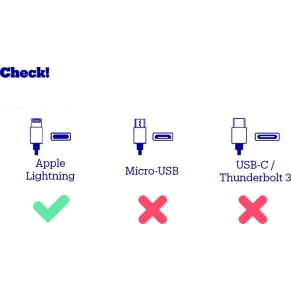 USB-Lightning/Iphone kabel 1m 2,4A ip7/i8/xr/11/12