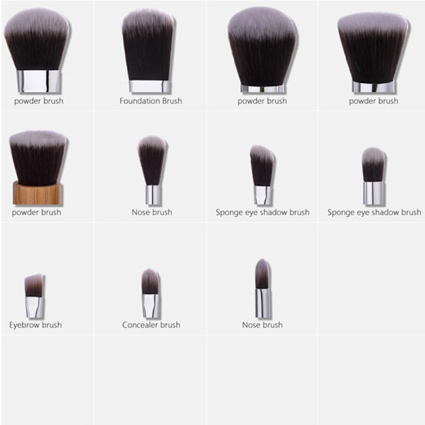 Mjuka 11-Set Sminkborstar Silver