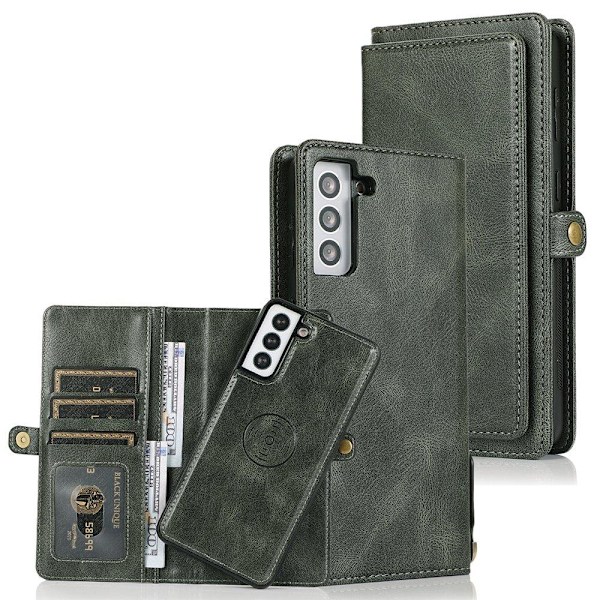 Samsung Galaxy S21 - Praktisk 2-1 Wallet etui Mörkgrön