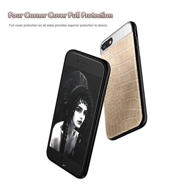 iPhone 8 PLUS - Robust Stilrent Skal från Croco-Serien Vit