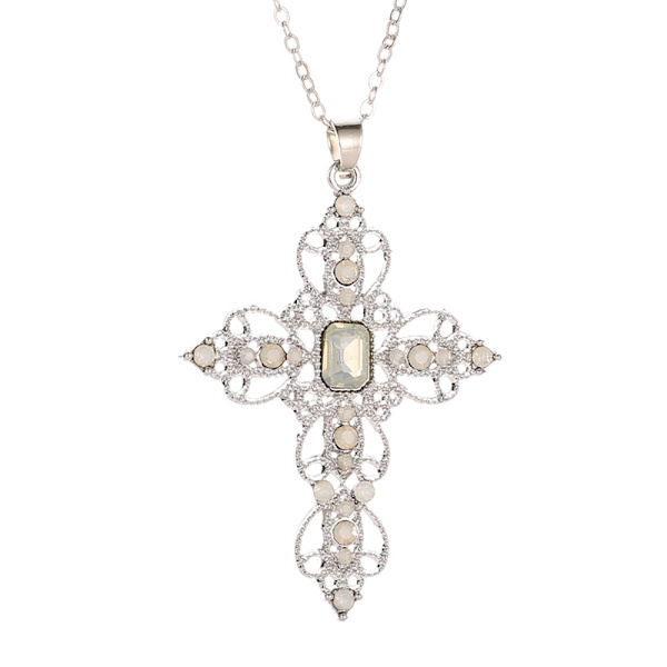 Hög Kvalitet Hållbart Kors Halsband Silver