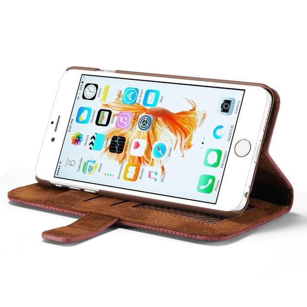 Plånboksfodral i Retrodesign från LEMAN till iPhone 6/6S Plus Gråsvart