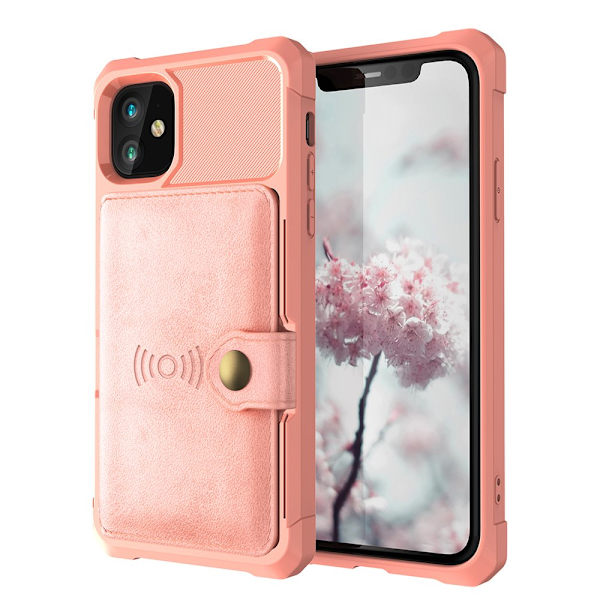 iPhone 12 Mini - Skyddande Praktiskt Skal med Korthållare Grön