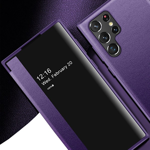 Samsung Galaxy S23 Ultra - Slimmat Fodral med Smart Fönster Grön