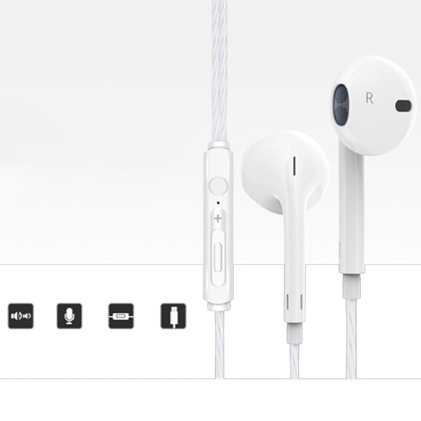 Hållbara In-Ear Type-C Hörlurar Vit