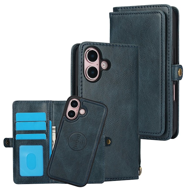 iPhone 16 - Exklusivt 2-i-1 fodral med kortfack Brun