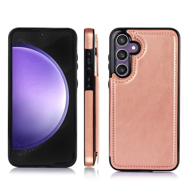 Ny Samsung Galaxy S23 FE - Stilig deksel med kortrom og magnet Hot Pink