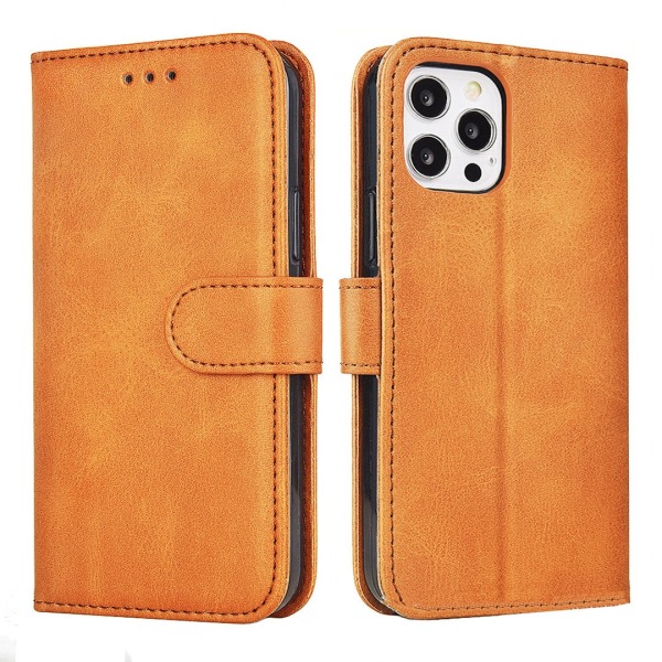 Elegant Plånboksfodral i PU-Läder för iPhone 15 Plus Mörkbrun
