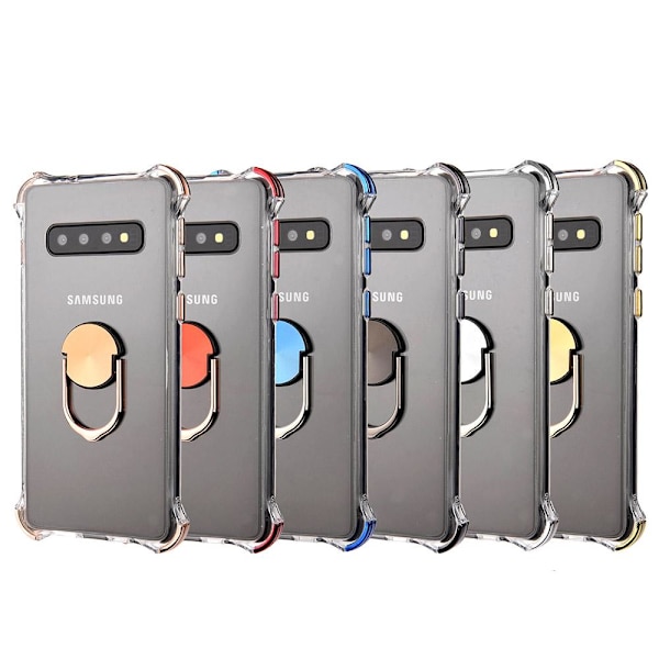 Samsung Galaxy S10 Plus - Stötdämpande Skal med Ringhållare Silver