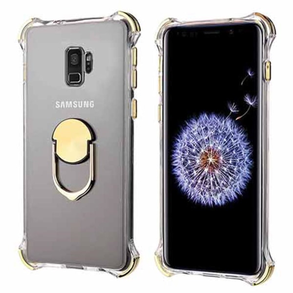 Samsung Galaxy S9 - Skyddande Silikonskal med Ringhållare Silver