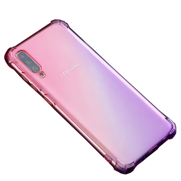 Samsung Galaxy A70 - Slidstærkt silikonebeskyttelsescover (FLOVEME) Blå/Rosa