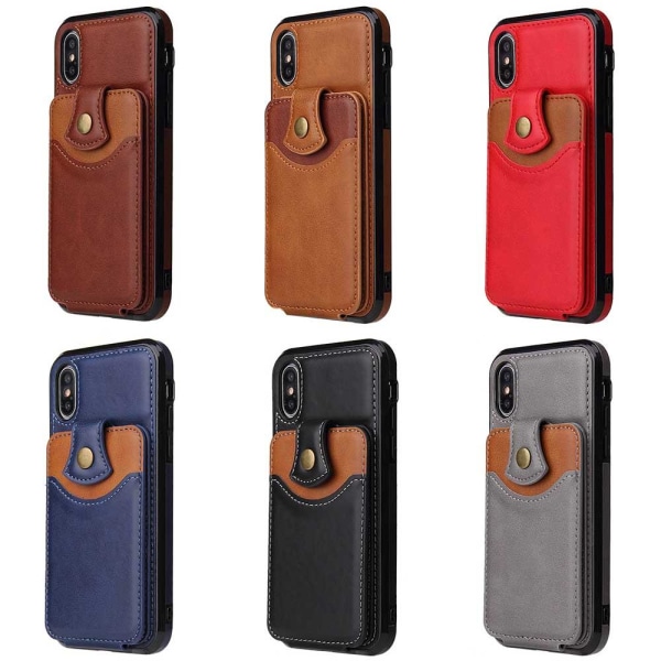 iPhone XR - Professionellt Skyddsskal med Kortfack Mörkblå Mörkblå