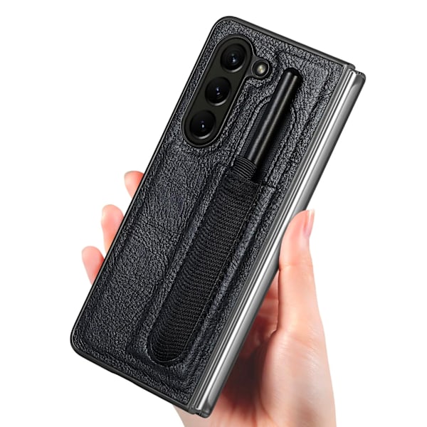 Läderfodral med pennhållare för Samsung Galaxy Z Fold 5 Röd