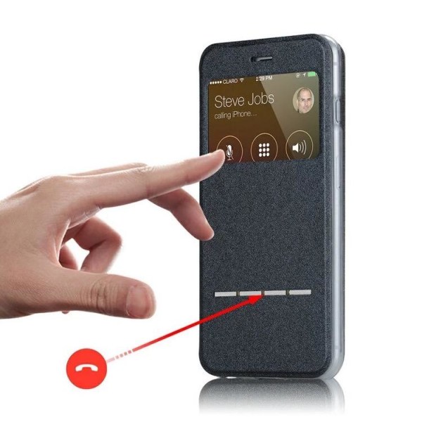 iPhone 5/5S/5SE  Smartfodral med fönster och svarsfunktion Röd