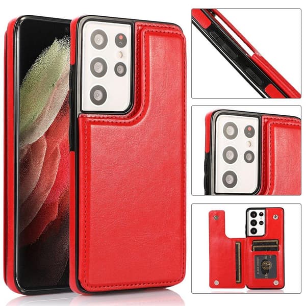 Samsung Galaxy S21 Ultra - Cover med kortholder Röd
