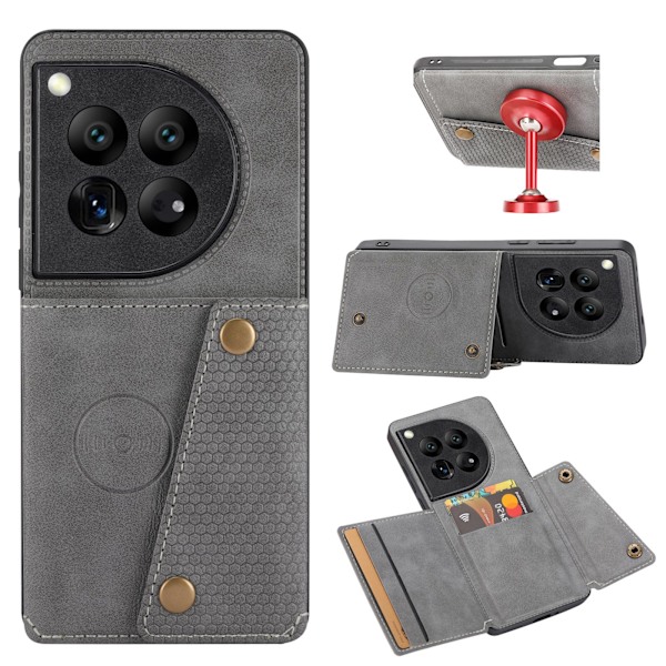 Oneplus 12 Lyxigt Retro Flipfodral - Stil möter Funktion! Svart