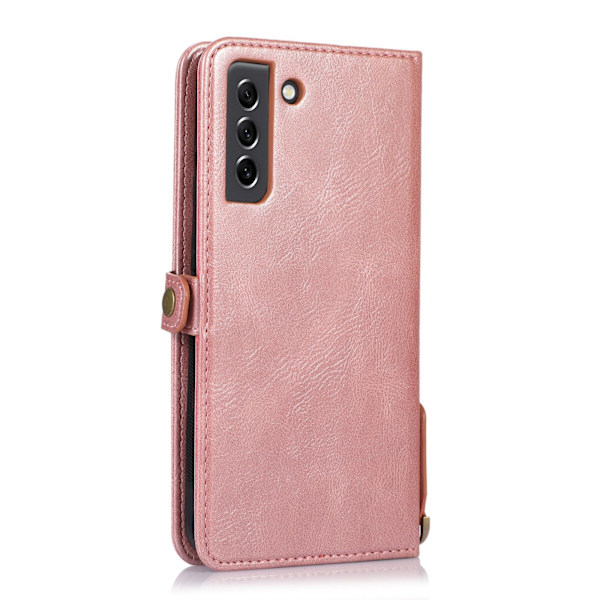 A54 5G -  Lyxigt läderplånboksfodral med 2 kortfack Pink gold