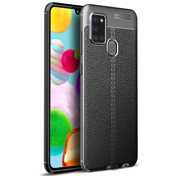 Samsung Galaxy A21S - Litchi-Design Skal Mörkblå