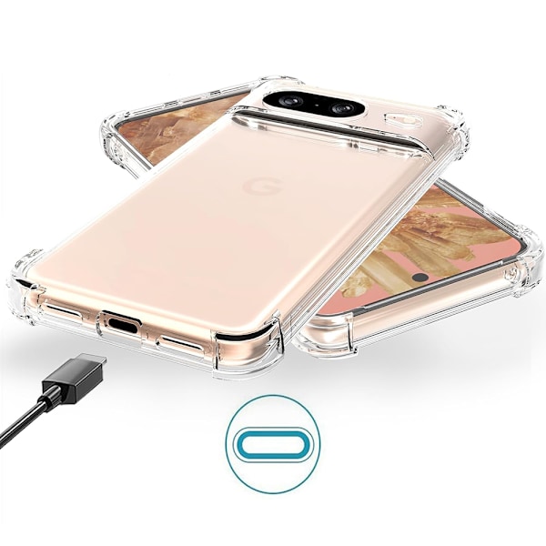 Google Pixel 8 - Flexibelt Skyddsskal i Silikon för Bättre Grepp Clear