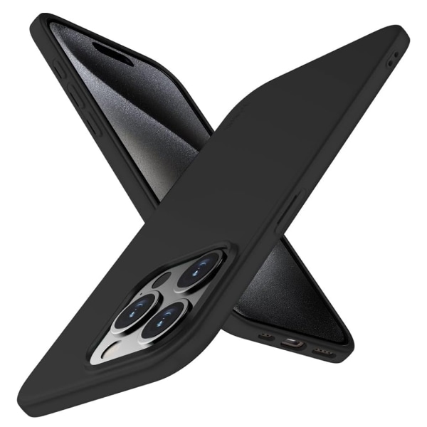iPhone 15 PRO - Skyddsskal i Mattbehandlat Stötdämpande Silikon Svart Black