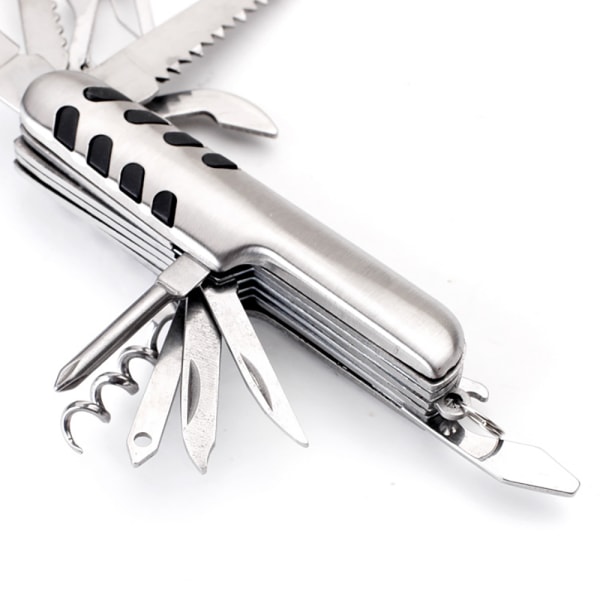 11 i 1 Multifunktionell Fickkniv Verktyg Silver