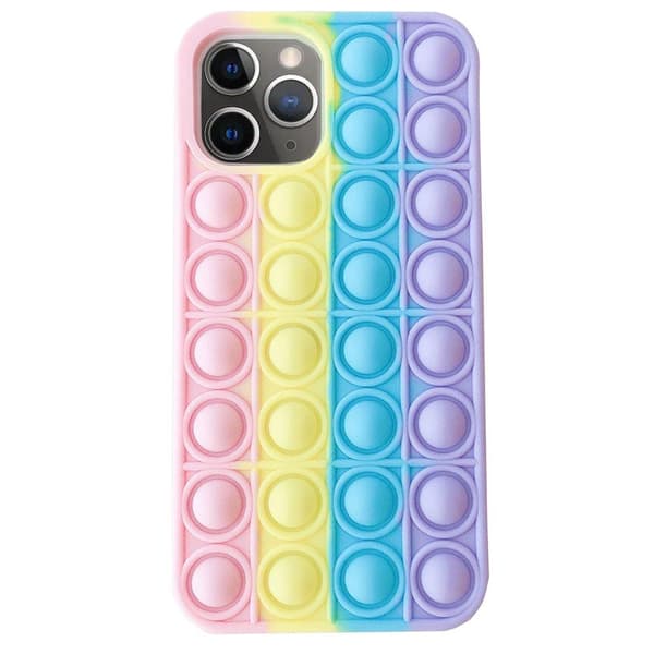 iPhone 12 Pro Max - Fidget Pop It Silikonskal Rosa-Lila-Gul-Vit