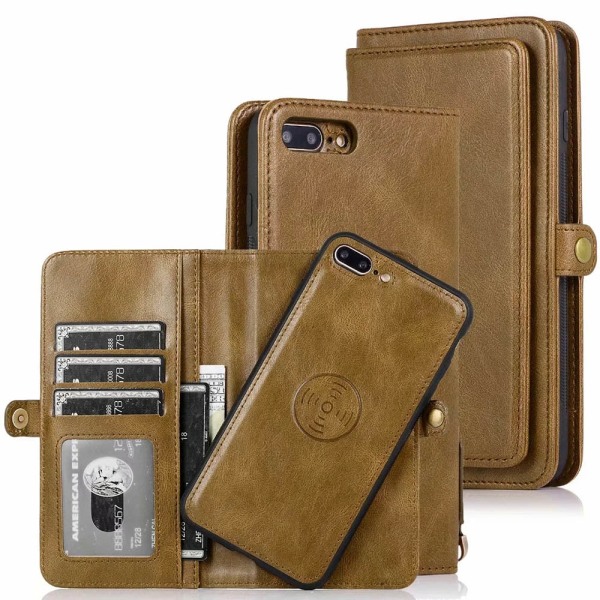 iPhone 7 Plus - Praktiskt Smart Plånboksfodral Brown