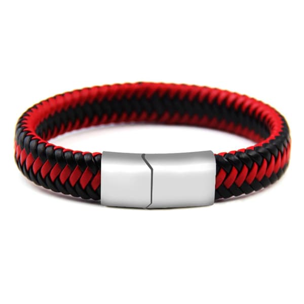 Flätat Slittåligt Unisex Armband Vit-Röd