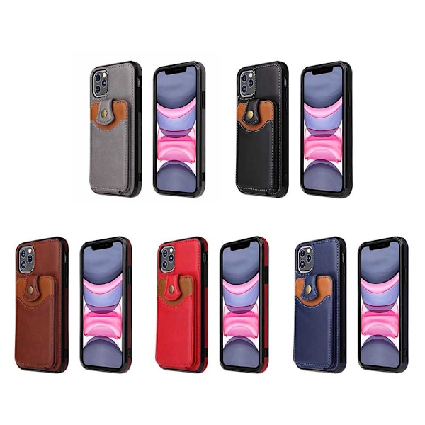iPhone 11 Pro Max - Professionellt Skal med Korthållare Mörkbrun