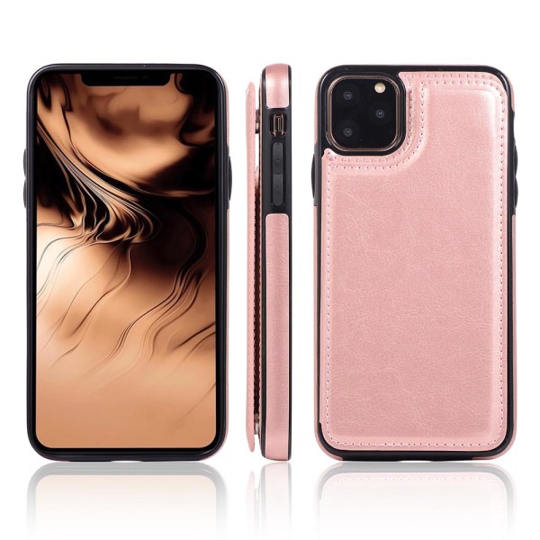 Elegant Smart Skal med Kortfack - iPhone 11 Pro Max Pink gold