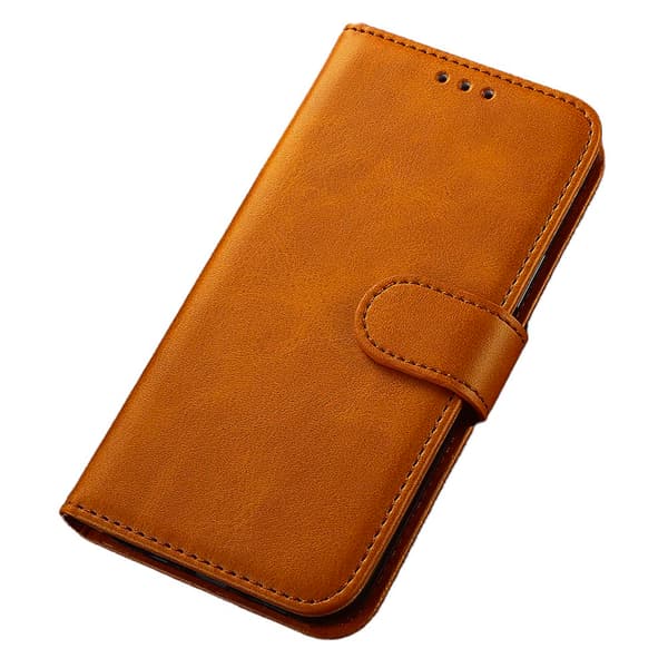 iPhone 15 PU-läderfodral - (2-kortfack) Khaki-Ljusbrun