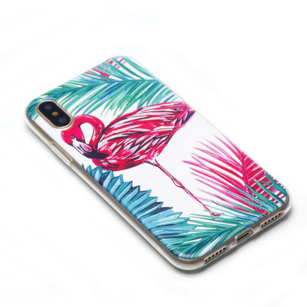 Palm Flamingo - Retroskal av silikon för iPhone X/XS Flamingo