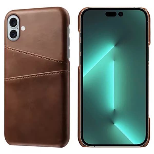 iPhone 16 Plus - LEMANS Vintage-Shell Skal med Kortfack Grå