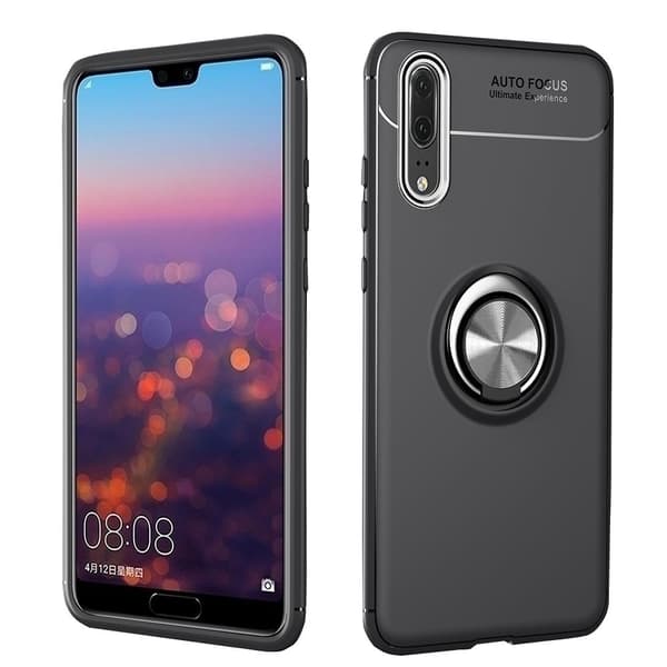 Huawei P20 - AUTO FOCUS - Skal med Ringhållare Röd/Röd
