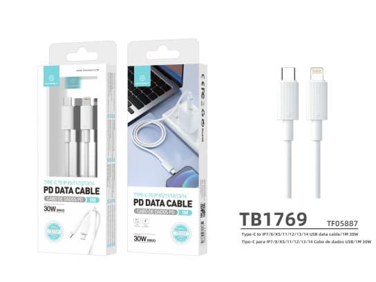 Snabbladdande 30W USB-C till Lightning Kablar 1M Svart