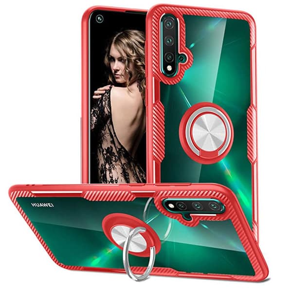 Huawei Nova 5T - Stilrent Skal med Ringhållare Blå