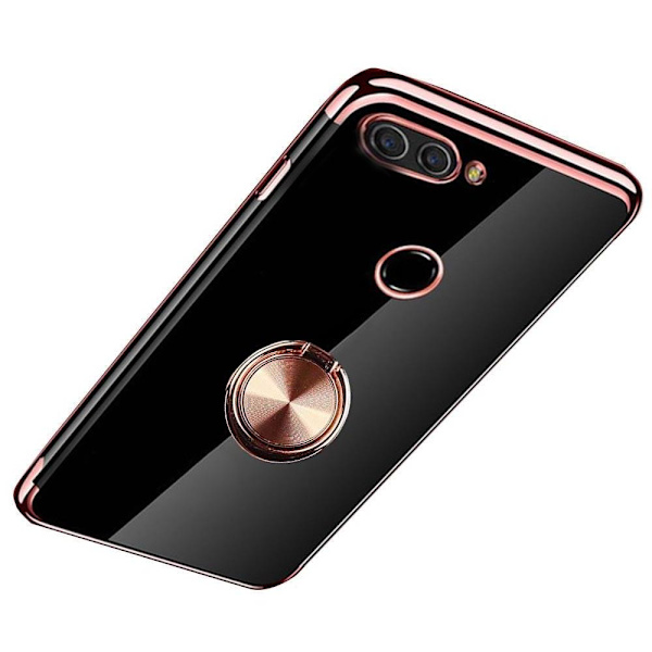 Huawei P Smart 2018 - Praktiskt Silikonskal med Ringhållare Roséguld